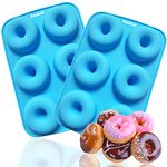 Anaeat 2 Pack Donut Pan Silicone Baking Mold, Just Pop Out! Non-Stick Doughnuts Baking Pans BPA Free for 6 Full-Size Donuts, Muffins, Cake Biscuit Bagels - Easy Clean, Oven, Dishwasher Safe(Blue)