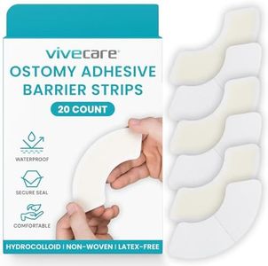 Vive 20 PCS Ostomy Barrier Strips - Adhesive Skin Tape for Two Piece Drainable Pouch - Medical Grade Ostomy Supplies for Colostomy, Ileostomy, Postoperative Care, Stoma Bags (20)