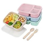 4 Pack Bento Lunch Box, 3 Compartme