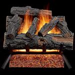 HearthSense MO18HVL Natural Gas Vented Fireplace Logs Set with Match Light, 45000 BTU, Heats up to 1650 Sq. Ft, Mountain Oak, 18 Inches