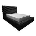 Regal Ambassador Chesterfield Platform Bed with Upholstered Headboard and Frame | Bed Frame and Headboard | Handmade in the UK | Single, Double, King, and Super King Sizes (Black Plush, King size)