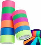 Gaffers Tape 1 inch & 0.6 inch - Pack of 12 Multi-Colored Glow in The Dark Tape | Blacklight Glow Tape | UV Reactive Neon Tape | Versatile & Vibrant Gaff Tape | Adhesive Spike Tape | Fluorescent Tape