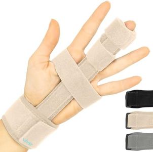 Vive Trigger Finger Splint - Full Hand and Wrist Brace Support - Adjustable Locking Straightener - Straightening Immobilizer Treatment For Sprains, Mallet Injury, Arthritis, Tendonitis (Beige)