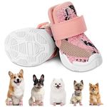 Eyein Dog Shoes for Small Dogs, Breathable & Adjustable Dog Shoes for Injured Paws, Comfortable Anti-Slip Dog Boots Paw Protectors for Walking Hardwood Floor Hot Weather Winter Snow Day(2PCS, Size 1)