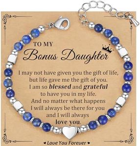 Gifts for Daughter, Bonus Daughter Bracelet Beaded Bracelets for Women Trendy Stuff Stocking Stuffers for Teens Adjustable Gemstone Bracelet Birthday Christmas Jewelry