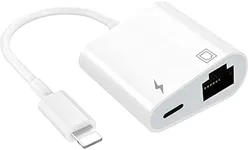 TOP-UP 2 in 1 Lightning to Ethernet Adapter - Lightning to RJ45 Ethernet LAN Network Adapter with Charge Port, Compatible with iPhone/iPad/iPod, Plug and Play, Supports 100Mbps Ethernet Network