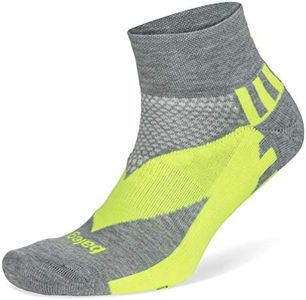 Balega Enduro Reflective Arch Support Performance Quarter Athletic Running Socks for Men and Women (1 Pair), midgrey/neon lime, medium