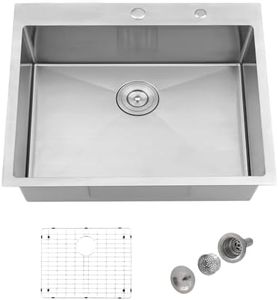 Jshozzy 23 Drop in Kitchen Sink, 23" x 18" Small Kitchen Sink Drop in 16 Gauge Stainless Steel Kitchen Sink Top Mount Single Bowl Deep Kitchen Sink Basin with Drain Strainer