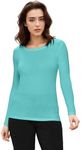 Natural Uniforms Women's Under Scrub Tee Crew Neck Long Sleeve T-Shirt, Aqua Blue, Small