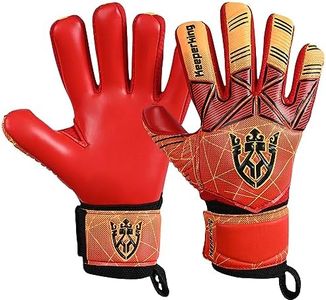 Keeperking Guantes de portero para adultos, niños y jóvenes con y sin protección de dedos, guantes de fútbol con protección de dedos desmontable, 4mm, unisex (5, rojo, protección de dedos desmontable)