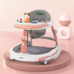 Baybee 3 in 1 Baby Walker with Rocker, Kids Walker with 3 Adjustable Height, Foot Mat, Rocking, Wheel Lock & Musical Toys| Activity Walker for Baby Kids | Push Walker Baby 6-18 Months Boy Girl (Pink)