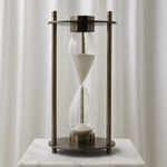 Perth Bronze Hourglass Decorative Object with Compass – Metal, Aluminum & Glass Modern Home Decor Accent – Shelf & Coffee Table Decor for Office & Living Room – 15"