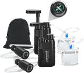 Purewell Water Filter Pump for Camping - Portable Water Purifier with 0.01 Micron Filter, Removes Bacteria - Emergency Survival Water Filtration System for Hiking, Travel & Outdoor Adventures