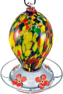 Grateful Gnome - Hummingbird Feeder - Hand Blown Glass - Speckled Egg