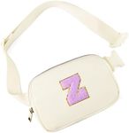 Gitus Gifts for 8 9 10 11 12 Year Old Girls Belt Bag Fanny Pack Crossbody Bags with Initial Letter Patch Cute Stuff Birthday Gifts for Teen Girls Women Personalized Trend Stuff (Ivory-Z)