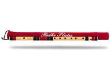 Radhe Flutes | Right Handed C Sharp With Velvet Cover | Tuned With Tanpura A=440Hz | PVC Fiber (Beige Flute With Black & Maroon)