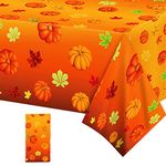 130*220cm Thanksgiving TableCloth Table Cover Disposable,Plastic Fall Tablecloth Pumpkin Maple Leaf Tablecover Autumn Theme Table Cloth Decorations for Thanksgiving Harvest Party Table Supplies Decor