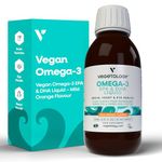 Vegetology Omega 3 | Vegan Omega 3 from Microalgae | Mild Orange Flavoured Liquid | Stronger Than Fish-Based Supplements | 100% Natural & UK Made | Vegan Omega Fish Oil Alternative