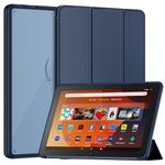 Amazon Fire HD 10 & Fire HD 10 Kids Pro Tablet Case (13th Generation, 2023 Release), Sanyetral Lightweight PU Leather Trifold Stand Cover with Auto Wake/Sleep, Not fit TCL Nokia iPad -Navy Blue