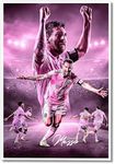 GUANKE Lionel Poster Football Superstar Messi Poster, Messi Posters for Boys Bedroom Decor, Sports Soccer Canvas Wall Art, Pink Messi Print Pictures Fan Gifts 12x16in Unframed