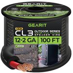 GearIT Pro Series 12 Gauge 2-Conductor Speaker Wire (100 Feet / 30.48 Meters) CCA Speaker Wire CL3 Rated for Outdoor Direct Burial Use, Black