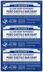 Dr. Bronner’s - Pure-Castile Bar Soap (Peppermint, 140g, 3-Pack) - Made with Organic Oils, For Face, Body and Hair, Gentle and Moisturizing, Biodegradable, Vegan, Cruelty-free, Non-GMO