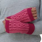 TrailHeads Cable Knit Women's Hand Warmers - Light Rose/Raspberry