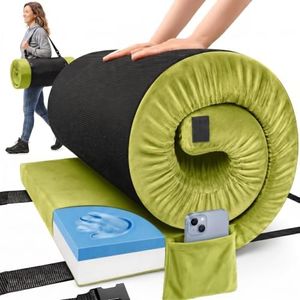 ORSEQFFG Camping Mattress Pad, 3 Inch Memory Foam Camping Mattress with Non-Slip Bottom & Washable Cover, Portable Roll Up Floor Camping Mat, Camping Sleeping Pad for Adults, Car Bed with Travel Bag