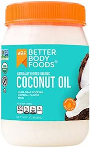 BetterBody Foods Organic, Naturally Refined Coconut Oil, 15.5 Fl Oz, All Purpose Oil for Cooking, Baking, Hair and Skin Care