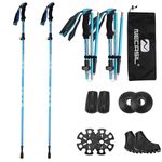 Proberos® 49'' Trekking Pole, Retractable Heavy Duty Aluminum Travel Trekking Pole Quick Lock Length Trekking, Shock-Absorbent with Storage Bag & Accessories for Travel, Climbing, Hiking, 2pcs