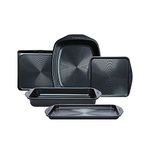 Circulon Ultimum Oven Trays, Roasting Tins & Baking Tray Set of 5 - Non Stick Oven Tray Set, Freezer & Dishwasher Safe Carbon Steel Bakeware, Black