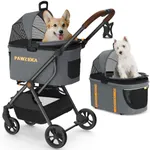 PAWZIDEA Pet Stroller 4 in 1, Dog Strollers for Small/Medium Dogs with Detachable Carrier Easy Lock Canopy, Seatbelt Puppy Car Seat, Cozy House, Foldable & Lightweight Jogger Cat Stroller, 4 Wheels