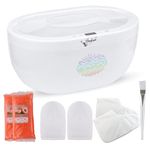 Paraffin Wax Heater for Hands and Feet by Herkea, Paraffin Wax Bath, Peach Scented Premium Paraffin Wax Blocks x 2, Hand and Feet Mittens, Disposable Gloves, Socks and Applicator Brush - Complete Set