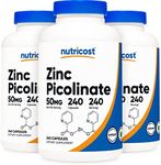 Nutricost Zinc Picolinate 50mg, 240 Vegetarian Capsules (3 Bottles) - Gluten Free and Non-GMO