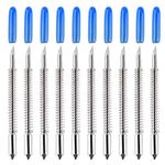 HQMaster 60 Degree Vinyl Cutter Blades Lettering Blade for Graphtec Cutting Plotter, Blue Cap Pack Of 10 with Springs