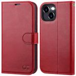 OCASE Compatible with iPhone 15 Plus Wallet Case, PU Leather Flip Folio Case with Card Holders RFID Blocking Kickstand [Shockproof TPU Inner Shell] Phone Cover for 6.7 Inch 15 Plus (Red)