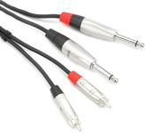 Hosa Dual Rean 1/4 Inch TS to RCA Pro Stereo Interconnect Cable, 5 Feet