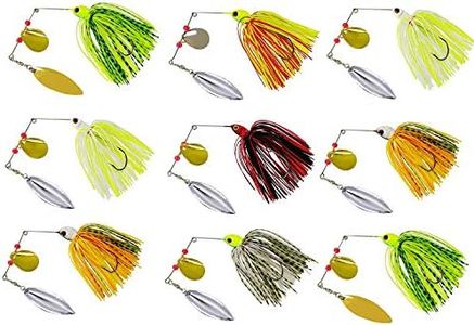 Bass Fishing Spinner Bait Kits Bass Lures Hard Metal Spinnerbait Jigs Multicolor Buzzbait Swimbaits Silicon Skirt Swim Jigs for Bass Trout Pike Salmon Walleye Freshwater Saltwater (9pcs)