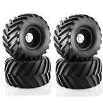 Chanmoo 1/8 RC Monster Truck Tires and 17mm Hex Wheels Rims Rubber Buggy Tyres for 1:8 Scale Off Road Truck Car Kaiju Tmaxx E-Revo 3.3 Arrma Kraton 6S Typhon 3S Traxxas Maxx HPI Redcat 4PCS (Black)