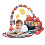 Baybee Piano Kick & Play Gym Mat for Babies, Baby Playing Mat for New Born with 5 Hanging Toys, Projector, Music & Lights | Activity Indoor Play Gym for Babies 0 to 12 Months Boy Girl (Red)