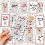 Wobbox Pregnancy Milestone Cards, Grey & Doodle Fonts, Pregnancy Journey, Weeks Growth Milestone Cards, Pregnancy Gift Scrapbook Photo Keepsake - Set of 18 Pieces