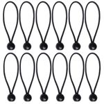 nuoshen 12 Pcs Black Tarpaulin Bungees Balls Tarp Bungee Cord for Banner, Tarpaulins, Pavilions, Tents, Tent Bungee Hooks, Tarpaulin Holder, Flag Poles