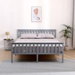 AVC Designs King Pine Bed Frame White Wooden Shaker Style Bedroom Furniture (Grey)