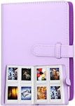 256 Pockets Mini Instant Photo Album, Picture Case for Fujifilm Instax Film 7 8 9 11, PU Leather Photo Wallet Album, Photo Album with 3 Inch Card Binder, Family Albums for Christmas, Wedding (Purple)