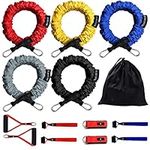 COITEK Resistance Bands Set, 14 PCS Exercise Resistance Tube, 20lbs to 40lbs Workout Bands with Nylon Sleeve Handle Door Anchor Ankle Strap up to 150lbs