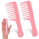 Wide Tooth Comb,2 Pcs Detangling Comb Plastic Curl Comb Big Tooth Combs for Women Hair Styling Mini Comb Portable Handgrip Comb Detangling Hair Brush Travel Wide Comb for Curly Hair,Long Hair,Wet Hair