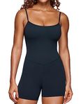 CRZ YOGA Butterluxe Athletic Rompers for Women Adjustable Strap Padded Workout Shorts Jumpsuits One Piece Bodysuit Tank Tops True Navy Medium