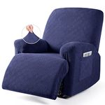 VANSOFY Recliner Chair Cover, 3-Pieces Stretch Lazy Boy Recliner Covers for Recliner Chair Soft Reclining Chair Slipcover Furniture Protector for Dogs Cats(Navy Blue)