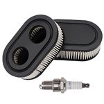 VooGenzek 3 PCS Air Filters Kit Compatible with Briggs & Stratton Engines 798452 with 1 Spark Plug, Air Cleaner Cartridge Replacement for 593260 Walk-Behind Lawn Mower