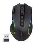 E-YOOSO X-11 Wireless Gaming Mouse, RGB Backlit, MMO 9 Programmable Buttons, with Macro Recording Side Buttons, Rapid Fire Button for Windows Computer Gamer, Black